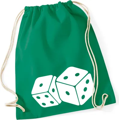 Produktbild von Huuraa Turnbeutel Würfel Dice 12 Liter Kelly Green Baumwolle Rucksack Geschenkidee