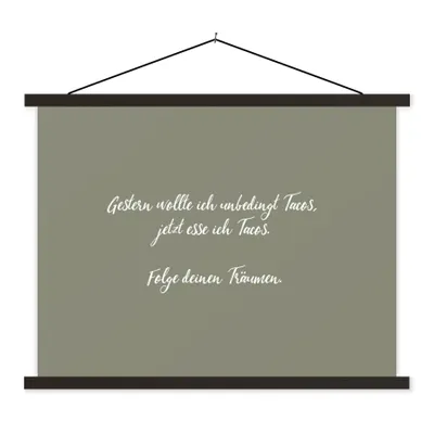 Produktbild von MuchoWow® Textilposter Gestern wollte ich unbedingt Tacos - Sprichwörter - Zitate - Taco-Liebhaber 150x113 cm mit schwarzem Rahmen - Wohnzimmer