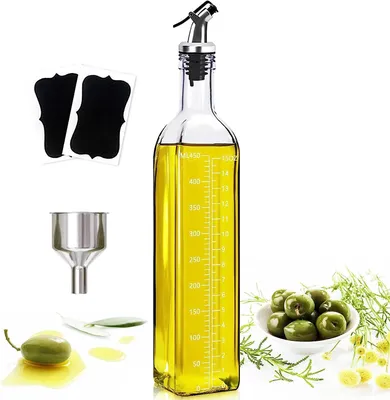 Productafbeelding van Olijvenolie en azijn dispenser set, 500 ml glazen flessen