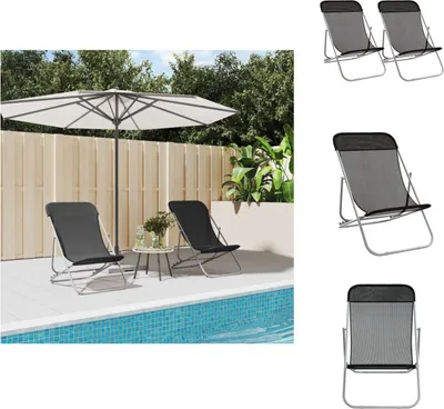 Produktbild von vidaXL Strandstühle 2 Stk. Textilene & Pulverbeschichteter Stahl - Sonnenliegen