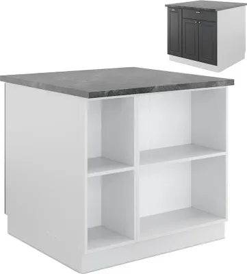Produktbild von Kücheninsel Vicco Fame-Line Anthrazit-Gold/Weiß 90 cm mit Schublade, ohne Arbeitsplatte, Model 38710