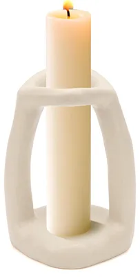 Keramischer Kerzenhalter konisch beige für Tischdekoration