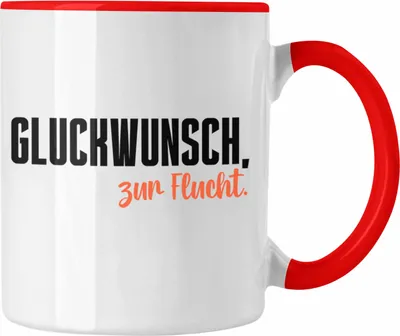 Produktbild von Trendation - Jobwechsel Tasse Geschenk Kollegin Kollege Lustig Abschiedsgeschenk Sprüche Glückwunsch Zur Flucht Abschied Tassen (Rot)