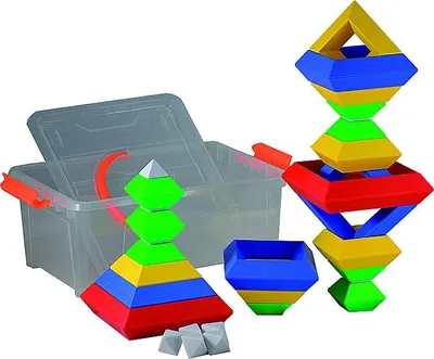 Produktbild von 3D Bausteine Set 30-teilig, größter Stein 12x12x3 cm, in Kunststoffbox