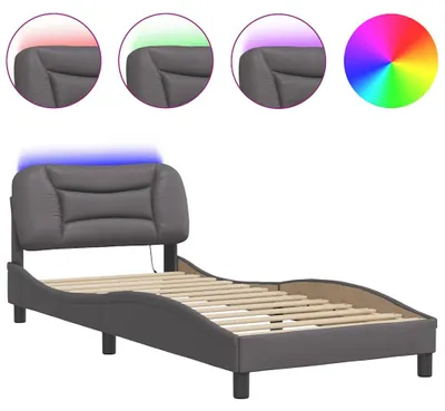 Immagine prodotto di vidaXL Struttura letto con LED senza materasso "Hvar" Grigio 90x190 cm