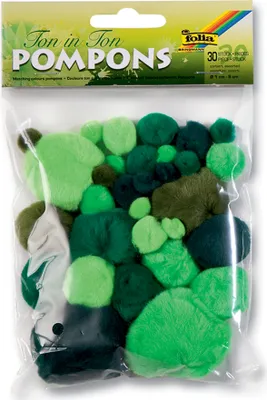 Produktbild von folia Pompons 30 Stück TON IN TON MIX Grün 30 Stück
