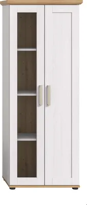 Produktbild von Vitrine "Mirano" in weiß Lärche und Eiche Artisan Landhaus Vitrinenschrank 64 x 161 cm