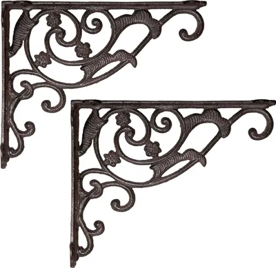 Image de 2 pièces Moritz Cornière d'étagère Cornière murale Étagère murale 21 cm x 26 cm Support d'étagère Support mural en fonte brune