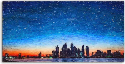 Produktbild von Coloray Acrylbild 100x50  Wandbild Acrylbilder Stadt Morgendämmerung Stadt Himmel