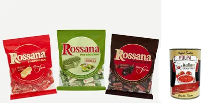 Produktbild von Fida, Rossana Tris con Ripieno Classico, al Pistacchio e al Cioccolato, Trio mit klassischer Füllung, Pistazie und Schokolade + Italian Gourmet polpa 400g