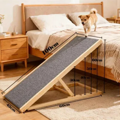 Imagen del producto de Rampa para mascotas, altura ajustable, construcción robusta, 100 cm