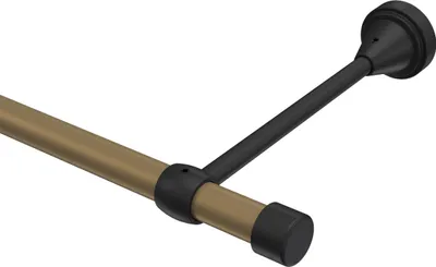 Produktbild von Interdeco Gardinenstange / Vorhangstange Gold matt / Schwarz, Typ Primus Lucan (Kappe), 16 mm Ø 1-läufig, 480 cm
