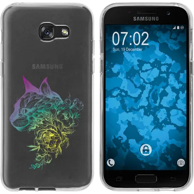 Produktbild von PhoneNatic Case kompatibel mit Samsung Galaxy A7 (2017) Silikon-Hülle Floral Katze M2-4