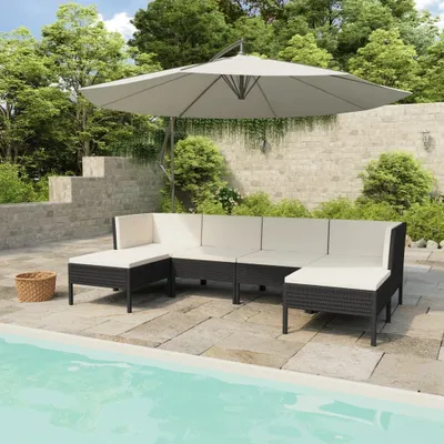 Produktbild von "2026 Promotion" 6-tlg. Garten-Lounge-Set - Sitzgruppe - mit Auflagen Poly Rattan Schwarz - Gartenmöbelset CC3321