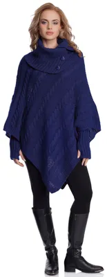 Produktbild von Merry Style Damen Poncho N4293(Dunkelblau, One Size)