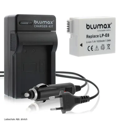 Produktbild von 1x Akku + Lader für Canon LP-E8 EOS 550D 650D 700D Rebel T3i 1020 mAh (3,6V)