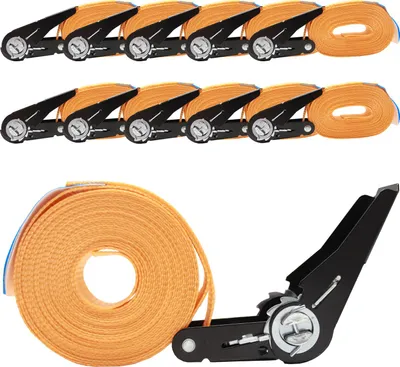 Produktbild von 10x Spanngurt mit Ratsche 6m einteilig 800kg 0,8t orange