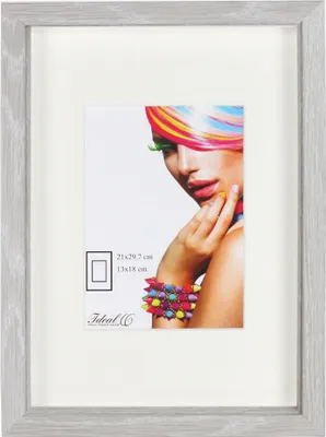 Produktbild von 3D Objektrahmen Bilderrahmen mit Passepartout & gehärtetem Glas Holz MDF Rahmen Foto Poster - Farbe: Grau | Format: 30x30