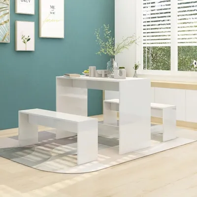 Produktbild von "im Angebot" 3-tlg. Essgruppe Hochglanz-Weiß Holzwerkstoff - Esszimmer CC20860