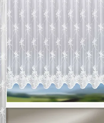 Produktbild von Fensterstore Jacquard  "Eni/Sina" - weiße Gardine mit Faltenband von Albani: 125x300cm / Weiß Größe (HxB): 125x300cm Farbe: Weiß