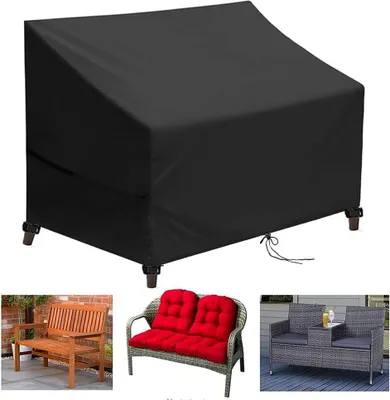 Produktbild von Gartenbank-Abdeckung,2-Sitzer- und Outdoor-Gartenbank-Abdeckung,Gartenmöbel-Schutzhülle,420D Oxford-Stoffbezug für Gartensofa,wasserdicht,winddicht,UV-beständig,131 x 69 x 65/89 cm