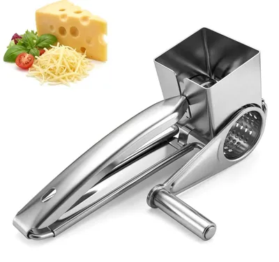 Produktbild von Käsereibe mit Kurbel, Manuelle Trommelreibe, Gemüsehobel, Rotierende Käsereibe, Schneide und Raspelwerkzeug, Rot