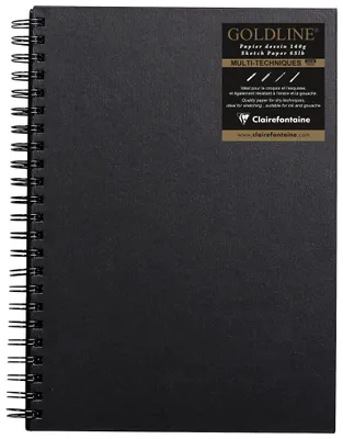 Image de Carnet de croquis Goldline A4 relié par une spirale 64 feuilles 140g blanc portrait