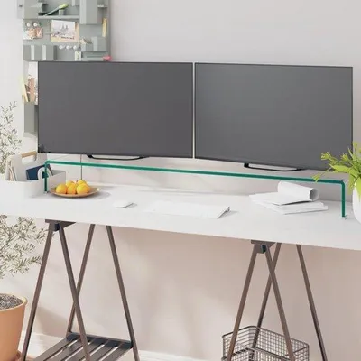 Zdjęcie produktu dla Podwyższenie do telewizora - szklana podstawa - do oglądania telewizji - hartowane szkło - 110 x 30 x 13 cm - przezroczyste