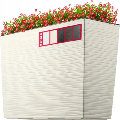 Produktbild von KADAX Blumenkasten aus Kunststoff "Sorbo", Blumentopf mit Bewässerungsbändern, mit Einsatz, Ritzmuster, 56 cm, Creme
