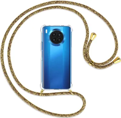 Produktbild von Handykette Backcover-Schutzhülle mit Band (Metall goldfarben) für Huawei nova 8i / Honor 50 Lite - braun+beige