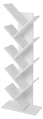 Obrázek produktu pro Knihovna ML-Design s 8 policemi ve tvaru stromu, 50 x 25 x 140 cm, bílá, dřevo