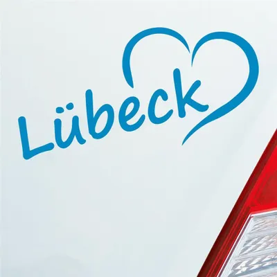 Produktbild von Auto Aufkleber Lübeck Herz Stadt City Liebe Love Heimat 17x8 cm Hellblau Sticker Heckscheibenaufkleber