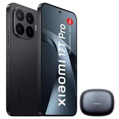 Immagine prodotto di Smartphone Xiaomi 17T Pro 5G, 512GB di memoria, 12GB di RAM, display da 6,83", batteria da 7000mAh, obiettivo tele Leica 5x, display a 144Hz con protezione per gli occhi, colore nero (con cuffie Bluetooth)