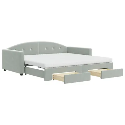 Obrázek produktu pro vidaXL Rozkládací postel se zásuvkami Light Grey 100x200 cm Velvet