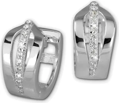 Produktbild von SilberDream Creolen für Damen 925 Silber weiß Zirkonia Ohrringe 13mm SDO386W