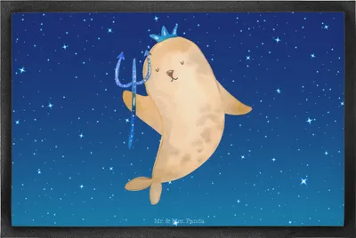 Produktbild von Mr. & Mrs. Panda fußmatte Sternzeichen Wassermann 60 x 90 cm - Sternenhimmel Blau - Geschenk, Geburtstag Februar, Türmatte, Schmutzmatte, flurmatte, Meer, Meermann, Nix