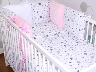 Produktbild von Baby Nestchen mit 6 x Kissen - MINKY und Baumwolle -Umrandung für Laufstall, Hausbett, Babybett, Kinderzimmer -19