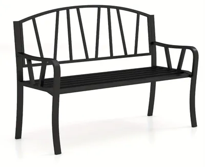 Immagine prodotto di Panca da giardino - Panca da esterno - Panca per parchi - Panca per balcone - Panchina - Struttura in metallo - Resistente agli agenti atmosferici - 129 cm