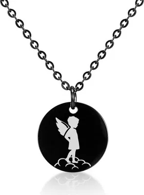 Produktbild von SILBERKETTEN STORE Halskette mit Anhänger Engel - Edelstahl, black, Länge 45cm - 45cm