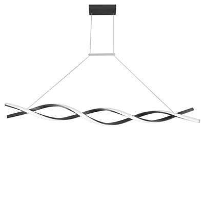 Zdjęcie produktu dla XUDO lampa wisząca LED 37W design wave 4000K neutralny biały czarny mat 120cm - nowoczesna lampa wisząca do jadalni stół jadalniany