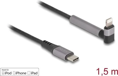 Obrázok produktu pre DeLOCK 85405, 1,5 m, Lightning, USB C, Samec, Samec, Čierna, Šedá
