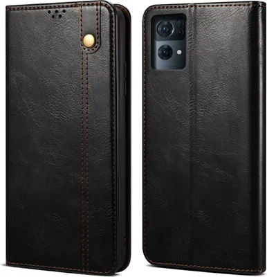 Produktbild von OPPO Reno7 Pro 5G Hülle, Leder Flip Brieftasche Schutzhülle für OPPO Reno7 Pro 5G Schwarz