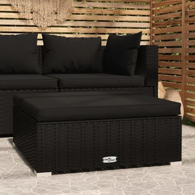 Obrázok produktu pre The Living Store Záhradná stolička s vankúšom čierna 70x70x30 cm Poly ratan