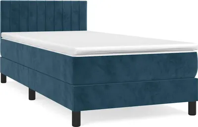 Produktbild von vidaXL Boxspringbett mit Matratze Dunkelblau 100x200 cm Samt