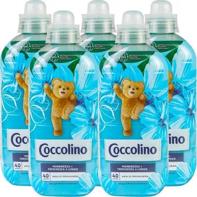 Produktbild von 5 x Coccolino Frühlingsluft Weichspüler Konzentrat Weichheit und Frische für lange 200 Waschgänge insgesamt – 5 Flaschen mit je 1 Liter