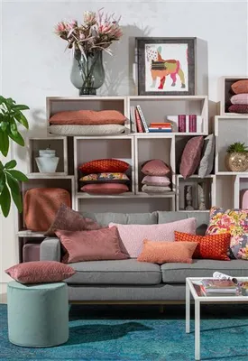 Produktbild von H.O.C.K. Nobile Samt Hocker rund Pouf ø45x45cm salmon