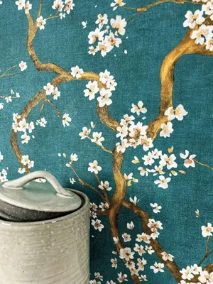 Produktbild von NEWROOM Tapete Ksenja Petrol Vliestapete - Floral Kirschblüten Blumen Germany