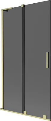 Produktbild von Mexen Velar L Badewannenfaltwand 2-teilig verschiebbar 100 x 150 cm, graphit, gebürstet gold - 896-100-003-41-55