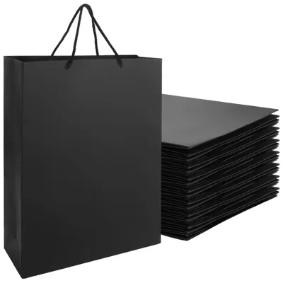 Produktbild von 16 Stück schwarze Papiergeschenkbeutel mit Griffen