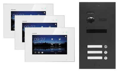 Produktbild von Videotürsprechanlage BALTER EVO 2-Draht BUS für 3-Familienhaus Weiß-Karbon-Graphit